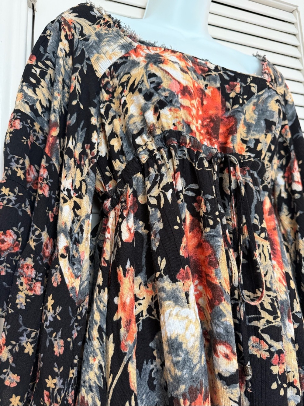 Free People Floral Bell Sleeve Mini Dress Size S Moonlight Garden Boho Fairycore - Picture 9 of 13